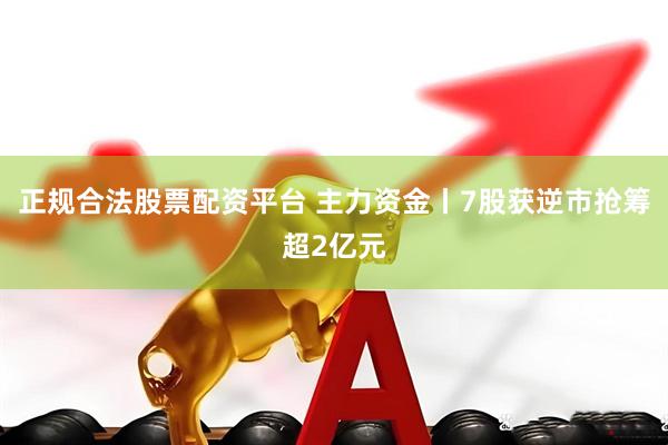 正规合法股票配资平台 主力资金丨7股获逆市抢筹超2亿元