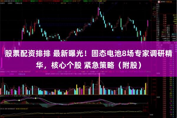 股票配资排排 最新曝光！固态电池8场专家调研精华，核心个股 紧急策略（附股）